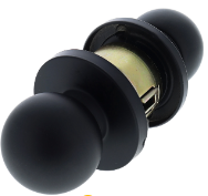 Carbine Australia Epsom 3000 Cylindrical Vestibule set, 60/70mm backset, C4 Keyed to Differ, Boxed, Satin Stainless Steel ,Matte Black & Polished Brass
