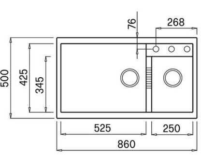 BURNS & FERALL ELLECI SQUARE UNDERMOUNT & TOPMOUNT ALUMINIUM 525 + 250MM DOUBLE  BOWL GRANITE