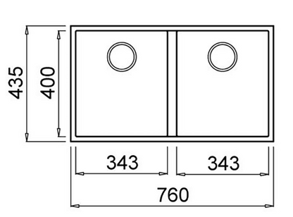 BURNS & FERALL ELLECI SQUARE UNDERMOUNT & TOPMOUNT ALUMINIUM 525 + 250MM DOUBLE  BOWL GRANITE