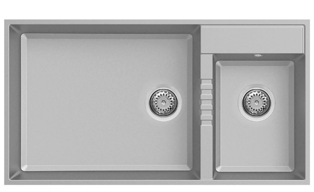 BURNS & FERALL ELLECI SQUARE UNDERMOUNT & TOPMOUNT ALUMINIUM 525 + 250MM DOUBLE  BOWL GRANITE