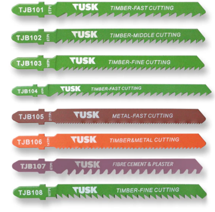 Tusk Heavy Duty Jigsaw Blades for timber -100mm x 6TPI ,100mm x 8TPI  ,100mm x 10TPI ,132mm x 6TPI ,100mm x 21TPI ,100mmx14TPI ,100mm & 100mm x 10TPI BiM T-shank 2pc pack
