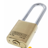 Carbine Australia C45 Brass Padlock, 8mm x 50mm x 45mm , 6.35mm x 30mm x 45mm & 8mm x75mm x 45mm Molybdenum Alloy Shackle Keyed to Differ Boxed Single And Bulk model  Brushed brass