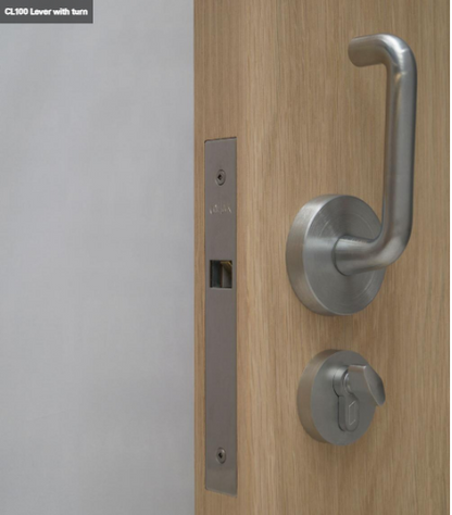 Cavity Slider For Doors Cavilock CL100 Lever/Flushturn Reversible Furniture & Key Both Sides Polished Brass & Satin Chrome