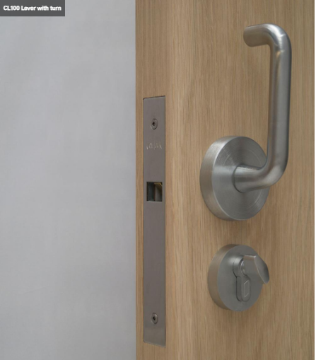 Cavity Slider For Doors Cavilock CL100 Lever/Flushturn Reversible Furniture -Polished Brass & Satin Chrome