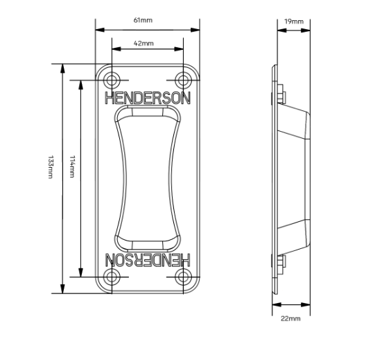HENDERSON FLUSH PULL HEAVY DUTY HEIGHT 152MM & 133MM ZINC PLATED