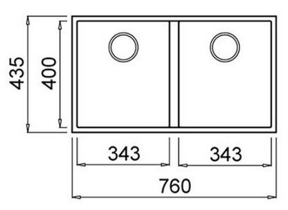 BURNS & FERALL ELLECI QUADRA METALTEK UNDERMOUNT ( DEPTH 435MM & 470MM ) GRANITE DOUBLE BOWL ALUMINIUM