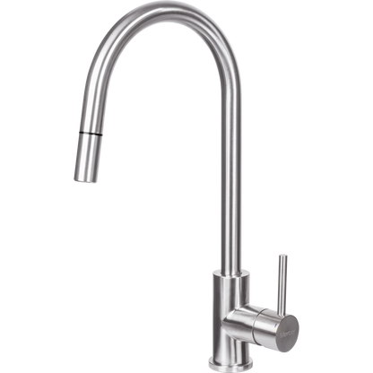 MERCER AURORA LISBON GOOSENECK PULLOUT MIXER IN 5 COLOURS-STAINLESS STEEL ,  BLACK ,GUN METAL ,COPPER ,BRASS
