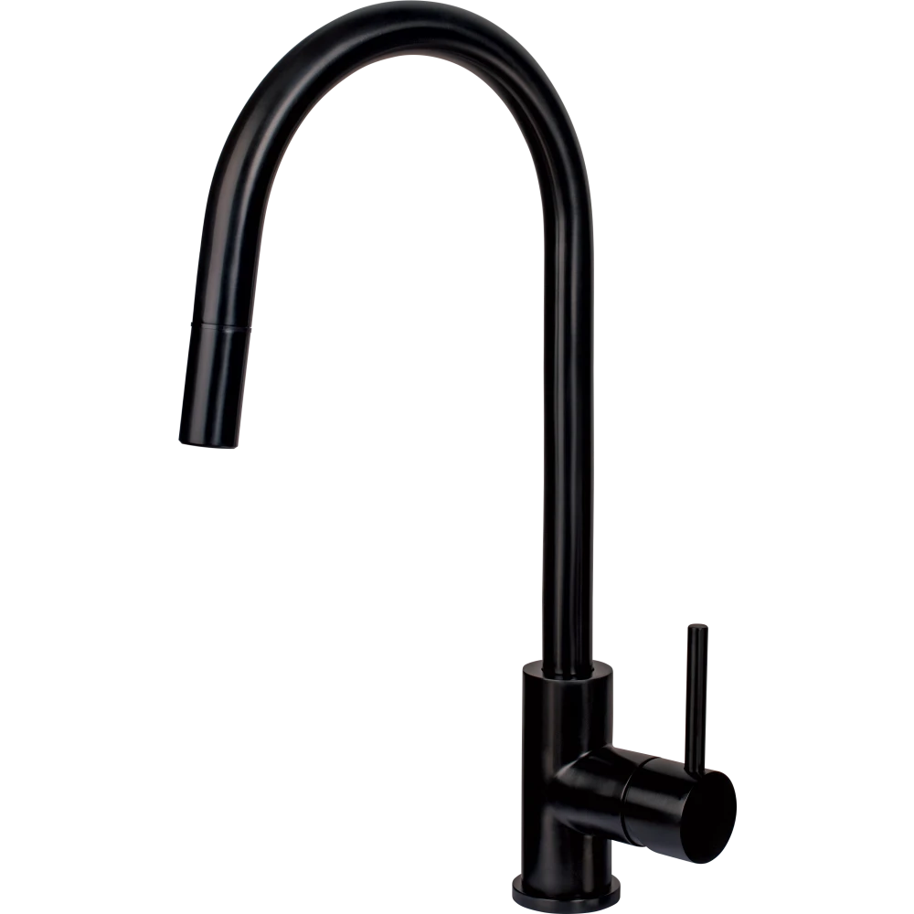 MERCER AURORA LISBON GOOSENECK PULLOUT MIXER IN 5 COLOURS-STAINLESS STEEL ,  BLACK ,GUN METAL ,COPPER ,BRASS