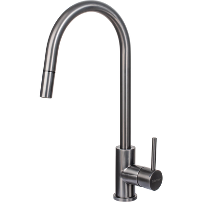 MERCER AURORA LISBON GOOSENECK PULLOUT MIXER IN 5 COLOURS-STAINLESS STEEL ,  BLACK ,GUN METAL ,COPPER ,BRASS