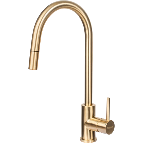 MERCER AM017 LISBON GOOSENECK PULLOUT MIXER BRASS PVD