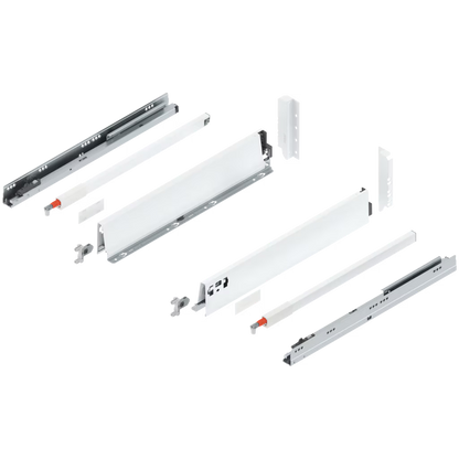 Blum Tandembox Antaro Kitset with Gallery Rails length 500mm X 82.5mm - 224mm (Height 6 Options ) 30KG Silk White