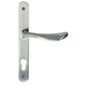 MILES NELSON DOOR HANDLES MILANO RANGE SATIN NICKEL FINISH ANZIO ROUND STYLE LONG PLATE E85 EURO KEYHOLE FURNITURE ONLY / NO LATCH