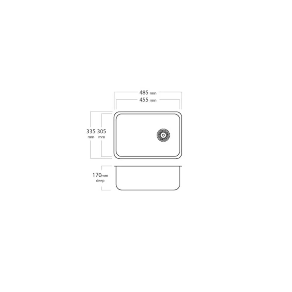 MERCER EC106 AMPIO SINGLE BOWL TOP AND UNDER MOUNT WITH & WITHOUT OVERFLOW 304 & 316