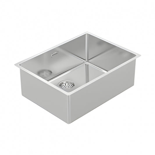 BURNS & FERALL BDM590 Single Bowl 550x400x210mm Designer R15 Waste & Overflow 1.2mm Stainless Steel