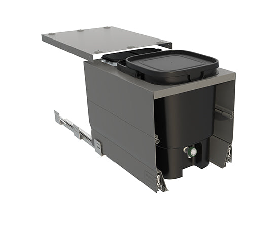 Tanova Designer Series  Soft Close Pull Out Bokashi Unit - 400mm Cabinet - Umbra Grey & Black -