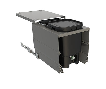 Tanova Designer Series  Soft Close Pull Out Bokashi Unit - 400mm Cabinet - Umbra Grey & Black -