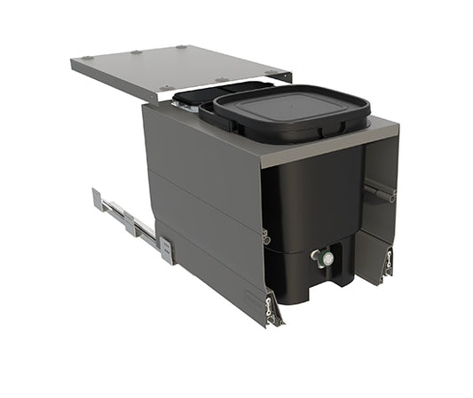 Tanova Designer Series  Soft Close Pull Out Bokashi Unit - 400mm Cabinet - Umbra Grey & Black -