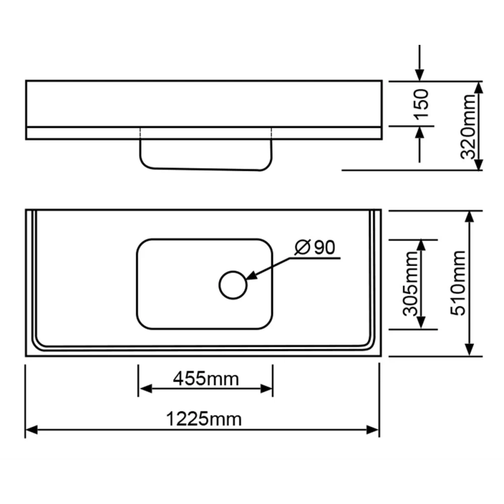 MERCER CLASSICLINE STAINLESS STEEL 500 SERIES C2-500 CABINET MOUNT BENCH WITH OVERFLOW