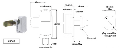 Carbine Australia Cam Lock - Locked by Padlock - Accepts 7.9mm Shackle Finish Black