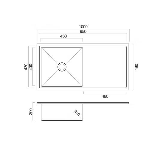 Ikon Chlorine  450 x 400 Las Vegas Collection Single Bowl & Drainer 1000x480mm Sink (reversible)