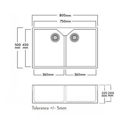 MERCER DB201 DOUBLE  BELFAST  BUTLER SINK WITH CERAMIC GLAZE
