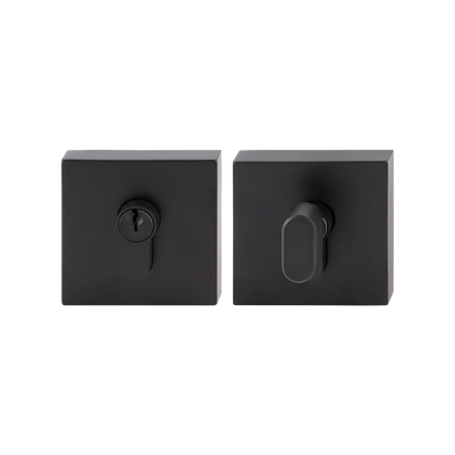 MILES NELSON ENTRANCE DOOR S RANGE ROUND,GRAPHITE AND SQUARE SINGLE CYLINDER DEADBOLT-SATIN CHROME AND BLACK