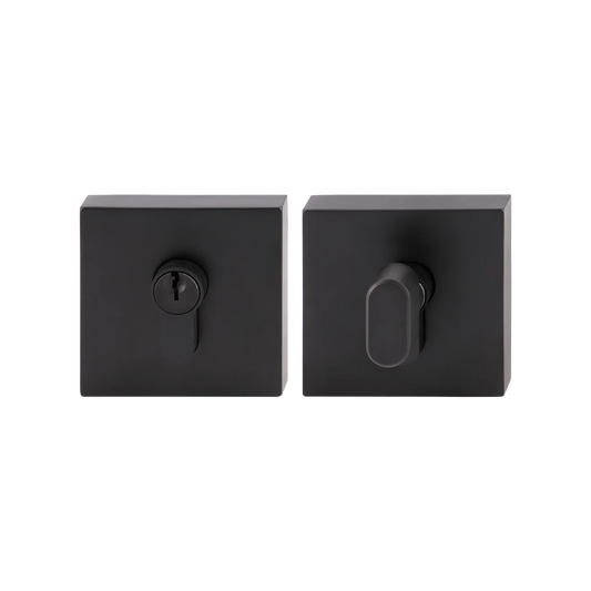 MILES NELSON ENTRANCE DOOR S RANGE ROUND,GRAPHITE AND SQUARE SINGLE CYLINDER DEADBOLT-SATIN CHROME AND BLACK