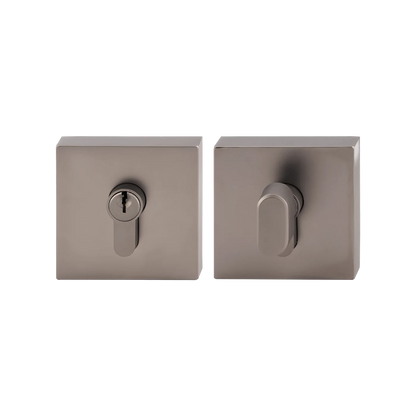 MILES NELSON ENTRANCE DOOR S RANGE ROUND,GRAPHITE AND SQUARE SINGLE CYLINDER DEADBOLT-SATIN CHROME AND BLACK