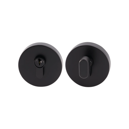 MILES NELSON ENTRANCE DOOR S RANGE ROUND,GRAPHITE AND SQUARE SINGLE CYLINDER DEADBOLT-SATIN CHROME AND BLACK