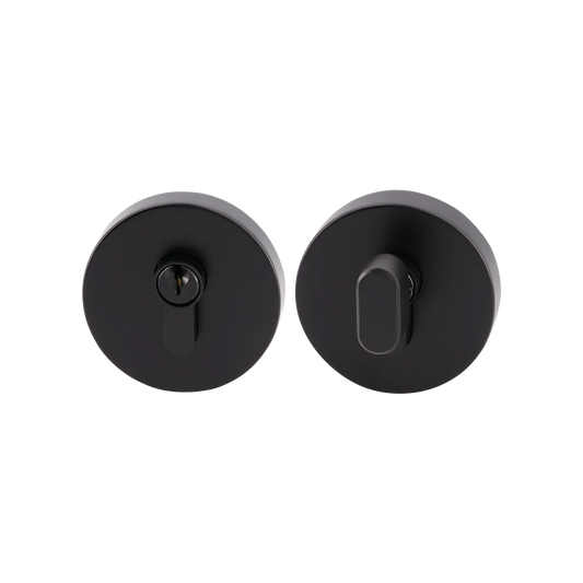 MILES NELSON ENTRANCE DOOR S RANGE ROUND,GRAPHITE AND SQUARE SINGLE CYLINDER DEADBOLT-SATIN CHROME AND BLACK