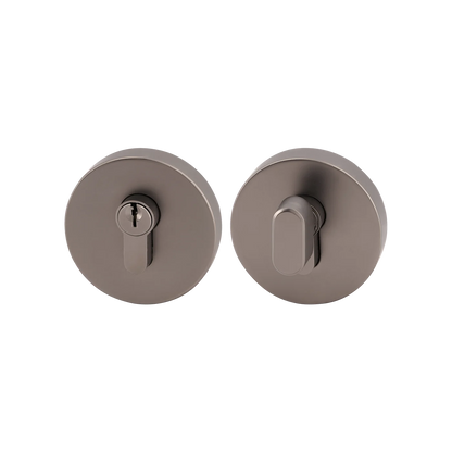 MILES NELSON ENTRANCE DOOR S RANGE ROUND,GRAPHITE AND SQUARE SINGLE CYLINDER DEADBOLT-SATIN CHROME AND BLACK