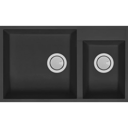 MERCER DURO GRANITE  ( MILAN, PISTOIA, FLORENCE ) BOWL 1 & 3/4 (ON RIGHT)  BLACK . CONCRETE & WHITE.