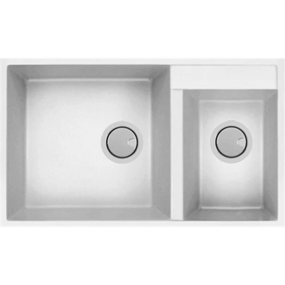 MERCER DURO GRANITE  ( MILAN, PISTOIA, FLORENCE ) BOWL 1 & 3/4 (ON RIGHT)  BLACK . CONCRETE & WHITE.