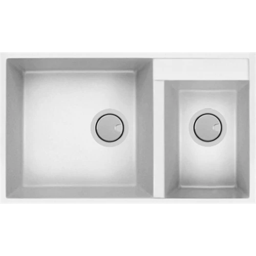 MERCER DURO GRANITE  ( MILAN, PISTOIA, FLORENCE ) BOWL 1 & 3/4 (ON RIGHT)  BLACK . CONCRETE & WHITE.