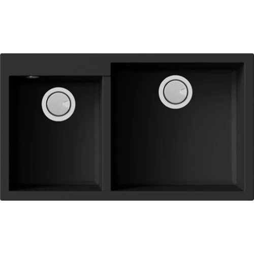 MERCER DG290LT-B DURO GRANITE PARMA BOWL, 1 & 3/4 BOWL ON LEFT BLACK