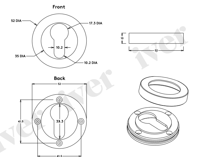 Iver Cambridge Door Knob 0200 Round Rose Polished Brass - Passage kit , privacy kit & Entrance Kit (Dual Function 5 pin and Key Thumb 6 Pin)