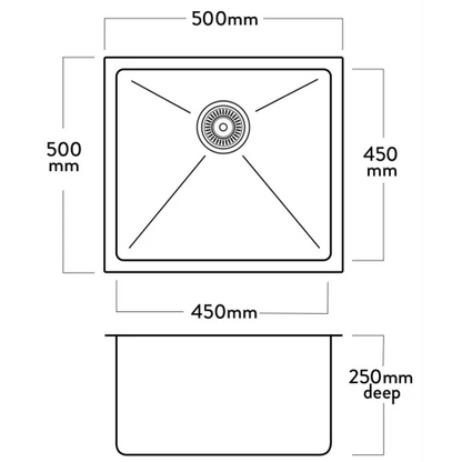 MERCER DV108 VERMONT LOXLEY - 450X450X250 SINGLE LAUNDRY BOWL