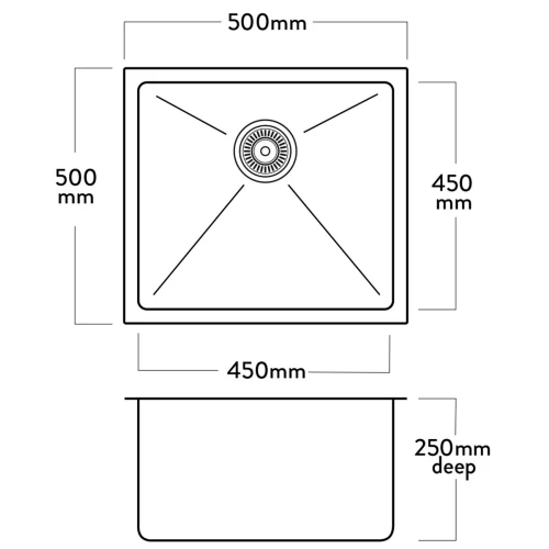 MERCER DV108 VERMONT LOXLEY - 450X450X250 SINGLE LAUNDRY BOWL