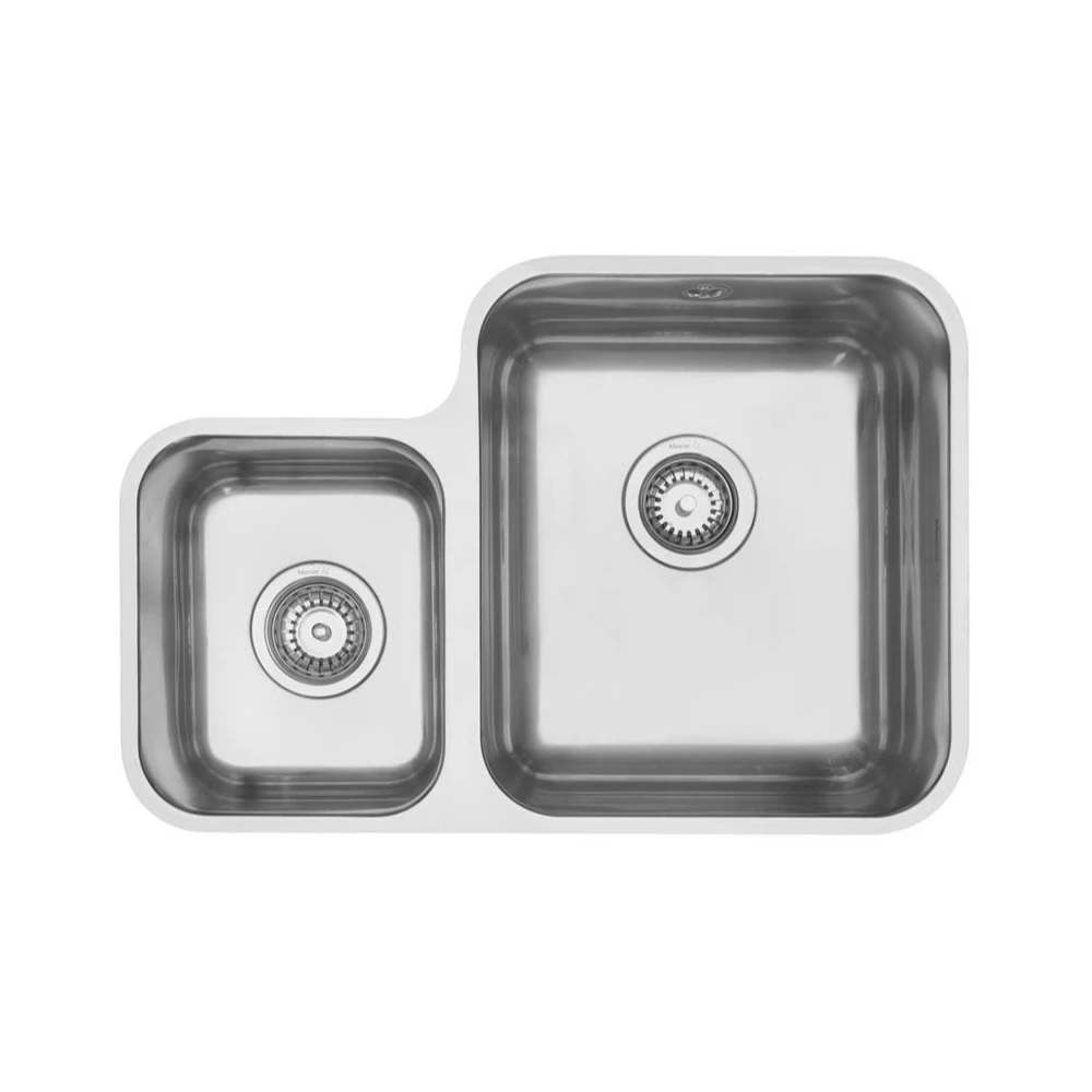 MERCER EC202-L-R  ROMANO DOUBLE BOWL 1 & 3/4 SMALL BOWL ON TOP MOUNT RIGHT / LEFT HAND WITH AND WITHOUT OVERFLOW 304