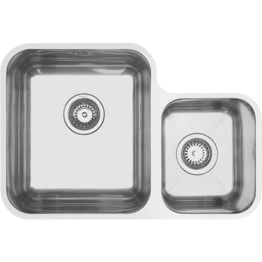 MERCER EC202-L-R  ROMANO DOUBLE BOWL 1 & 3/4 SMALL BOWL ON TOP MOUNT RIGHT / LEFT HAND WITH AND WITHOUT OVERFLOW 304