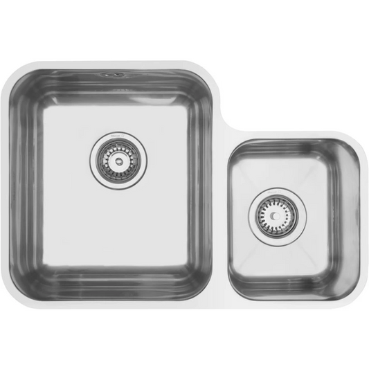 MERCER EC202-L-R  ROMANO DOUBLE BOWL 1 & 3/4 SMALL BOWL ON TOP MOUNT RIGHT / LEFT HAND WITH AND WITHOUT OVERFLOW 304