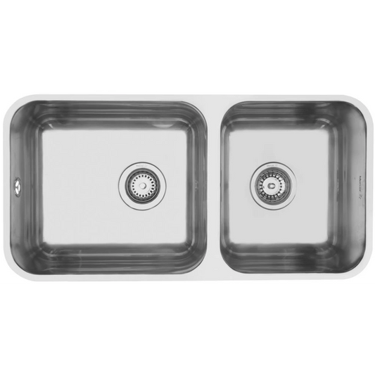 MERCER EC204 TAGLIO DOUBLE BOWL 1 & 3/4 REVERSIBLE TOP MOUNT WITH AND WITH OUT OVERFLOW 304