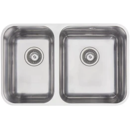 MERCER EC208 STRESSO DOUBLE BOWL 1 & 3/4 SMALL BOWL RIGHT/LEFT HAND TOP MOUNT WITH AND WITH OUT OVERFLOW 304