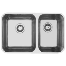 MERCER EC208 STRESSO DOUBLE BOWL 1 & 3/4 SMALL BOWL RIGHT/LEFT HAND TOP MOUNT WITH AND WITH OUT OVERFLOW 304