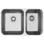 MERCER EC208 STRESSO DOUBLE BOWL 1 & 3/4 SMALL BOWL RIGHT/LEFT HAND TOP MOUNT WITH AND WITH OUT OVERFLOW 304