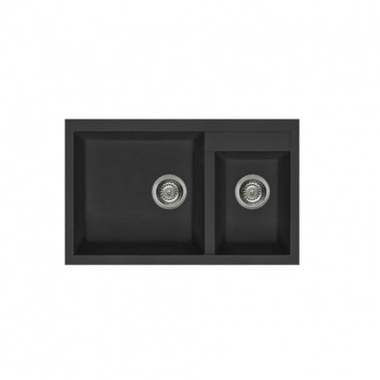 BURNS & FERALL ELLECI QUADRA GRANITEK ELGQ440-40 DOUBLE UNDERMOUNT & TOP MOUNT FULL BLACK