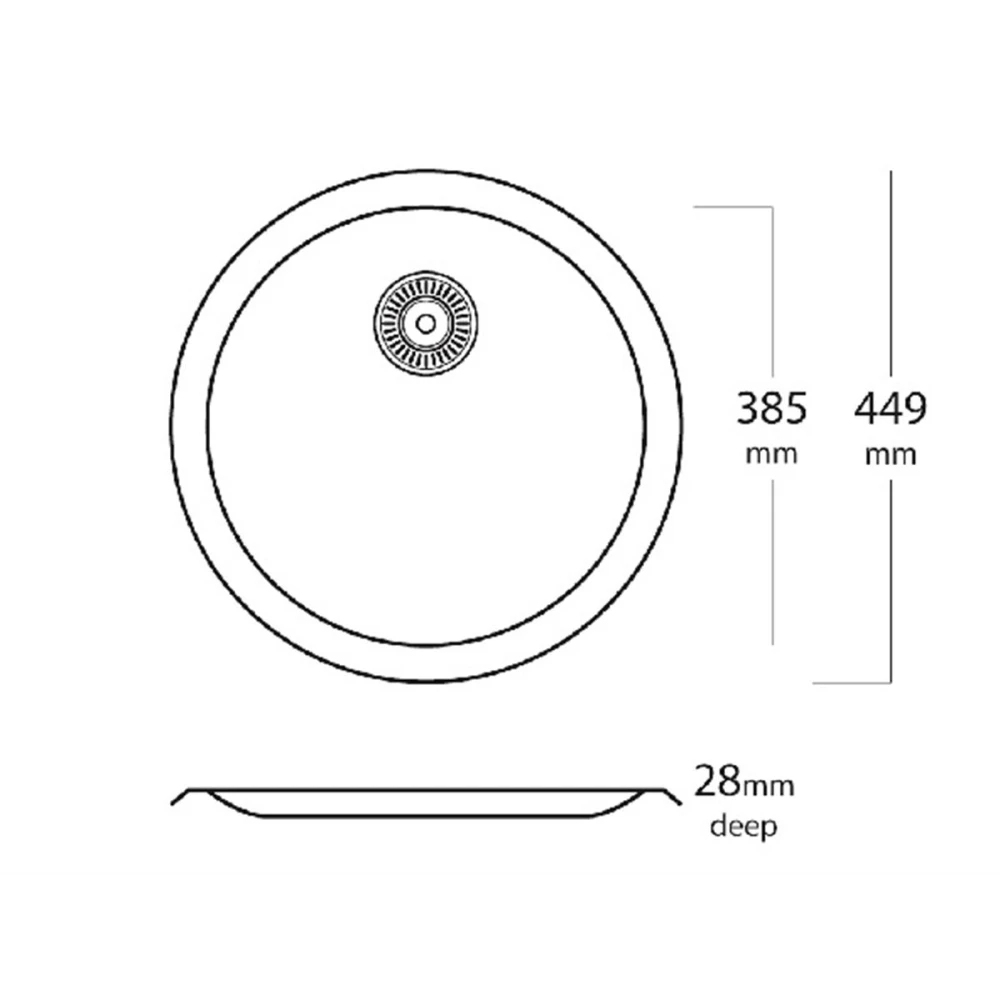 MERCER ER101 MILANO SINGLE BOWL TOP MOUNT AND UNDER MOUNT 90/40MM WITHOUT OVERFLOW