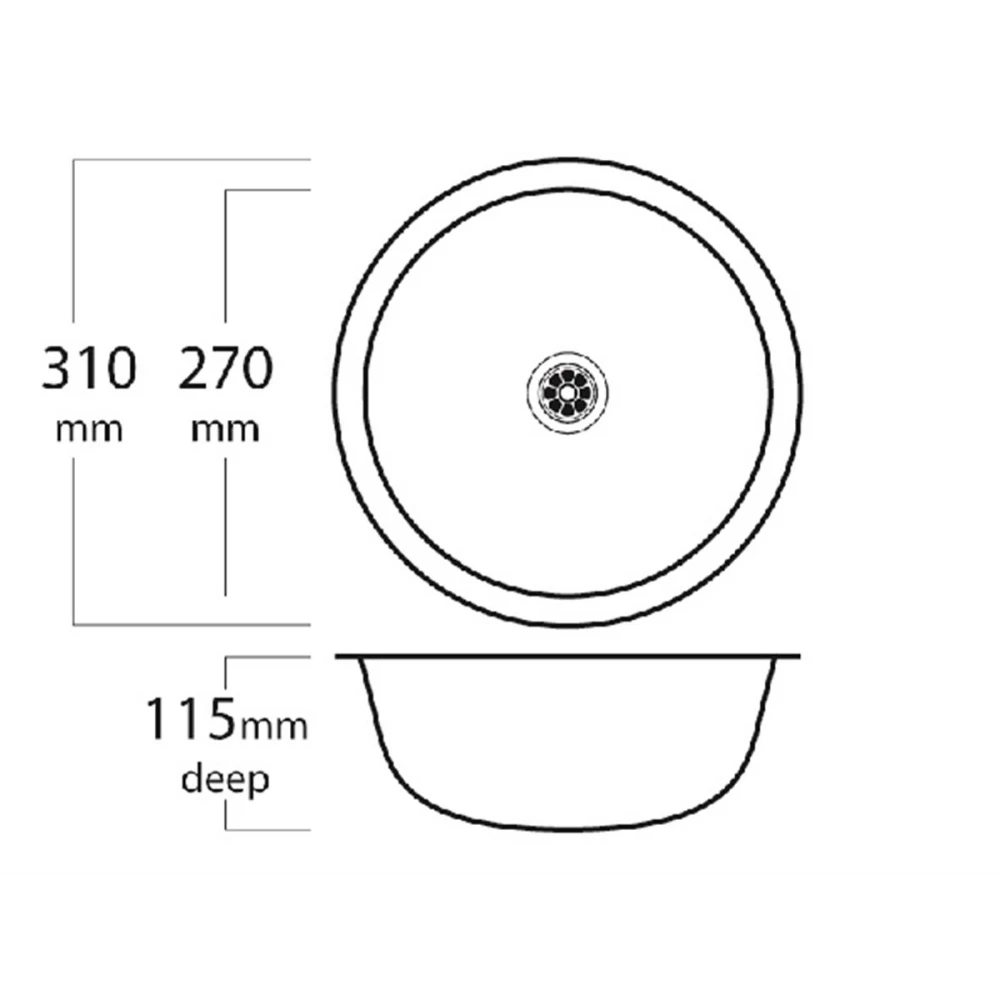 MERCER ER103 OTTO ROUND SINGLE BOWL TOP MOUNT AND UNDER MOUNT WITH OUT OVERFLOW 304