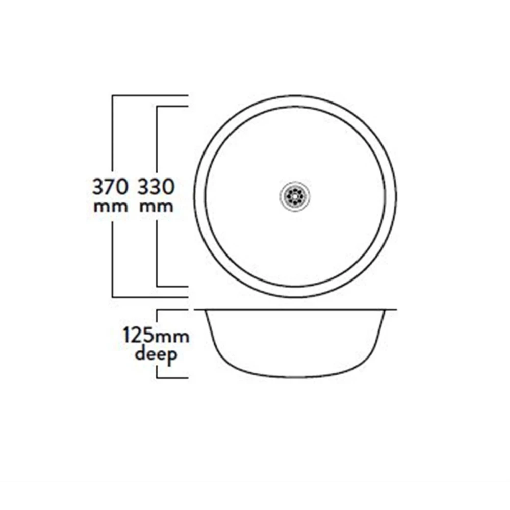 MERCER ER105 VISO ROUND SINGLE BOWL TOP MOUNT AND UNDER MOUNT WITH & WITHOUT OVERFLOW 304 & 316