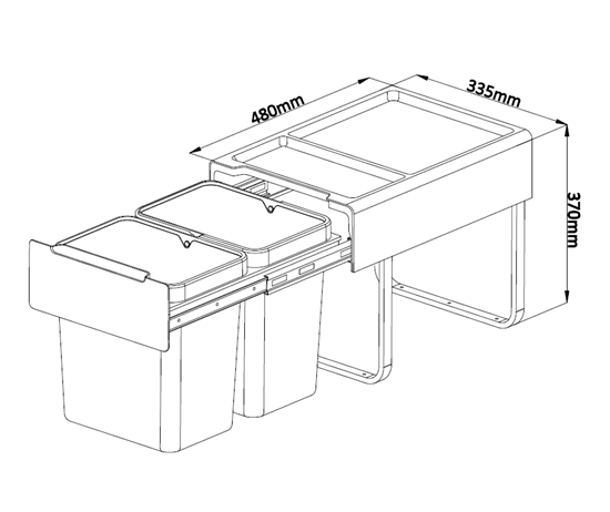 Tanova Easy Mount Basic Soft Close Pull Out Kitchen Bins -300mm 400mm and 450mm Cabinets Handle & Drawer Models